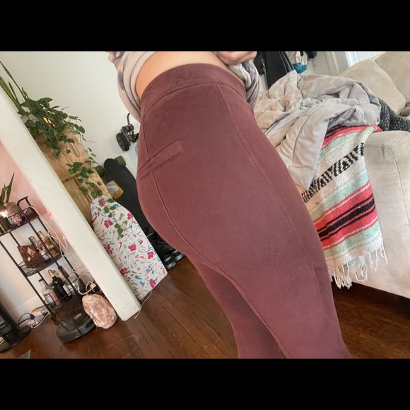 Burgundy suede Free People leggings - Picture 1 of 6